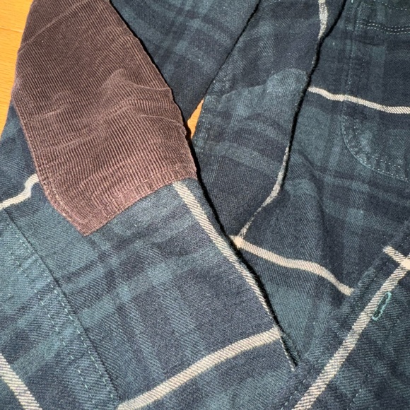 Vintage Eddie Bauer plaid button down with corduroy collar elbows and cuffs M - Picture 6 of 6